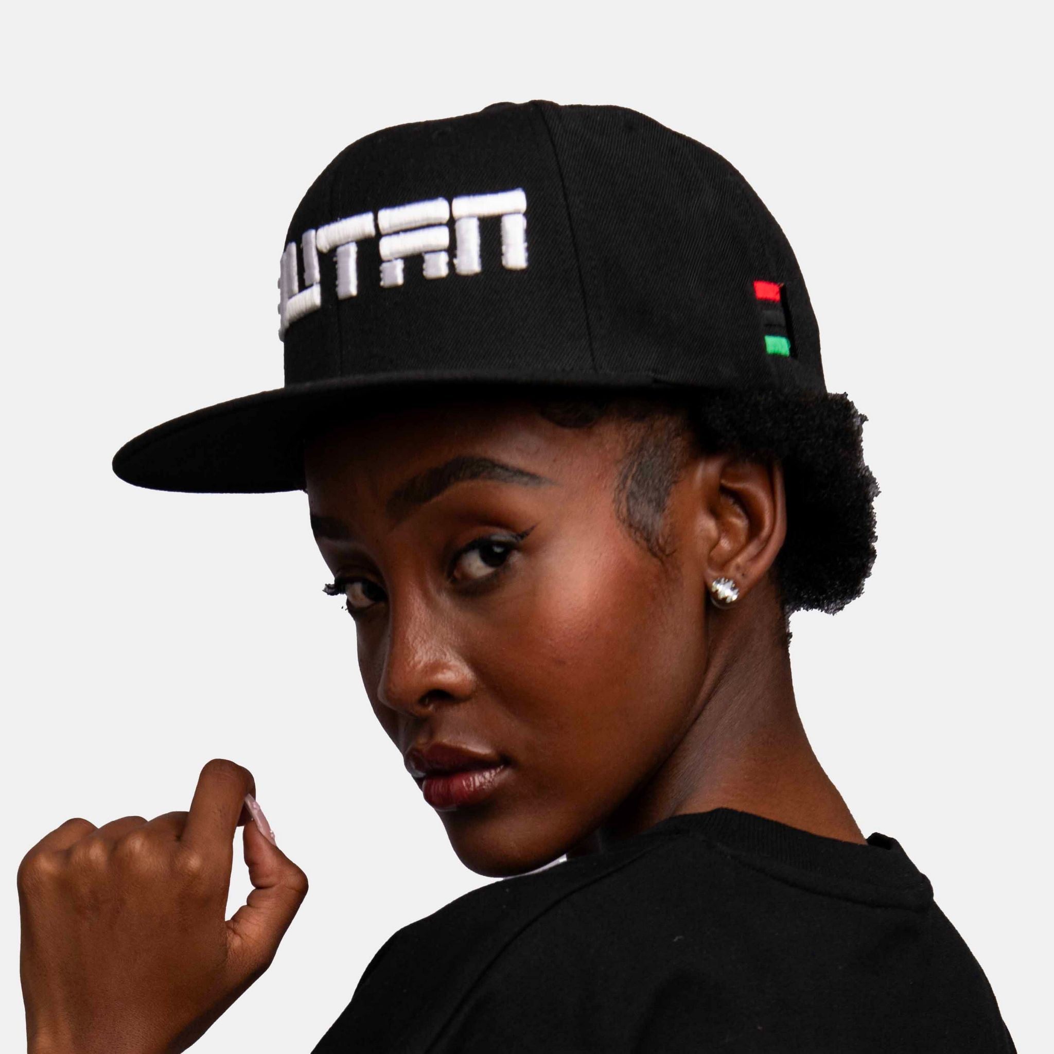 Butan Aluta Block Letters | Snapback | Flat Brim Cap | Black