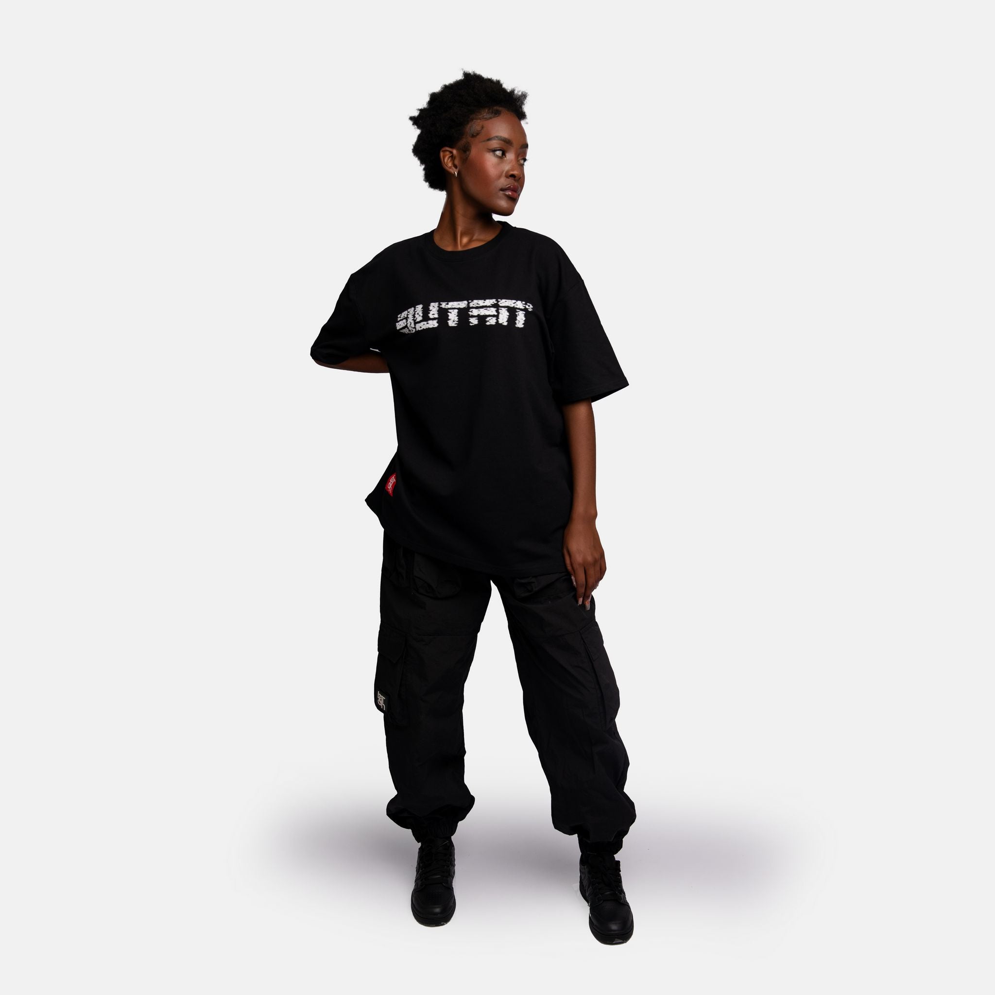 Butan Aluta Mask | White Noise | Oversized T-shirt in Black