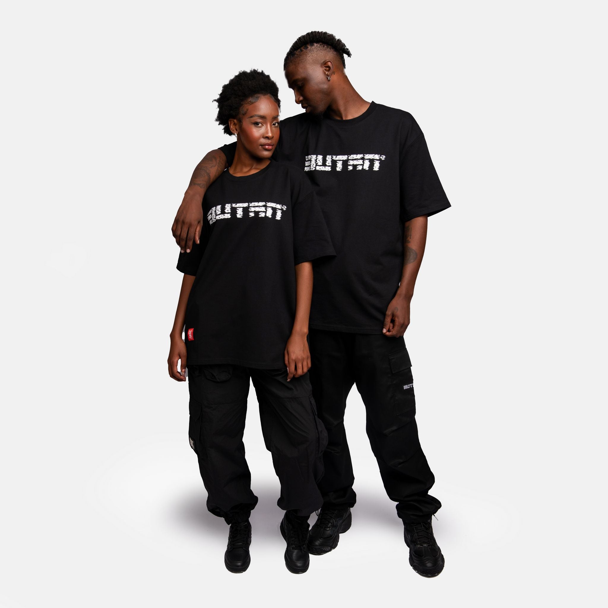 Butan Aluta Mask | White Noise | Oversized T-shirt in Black