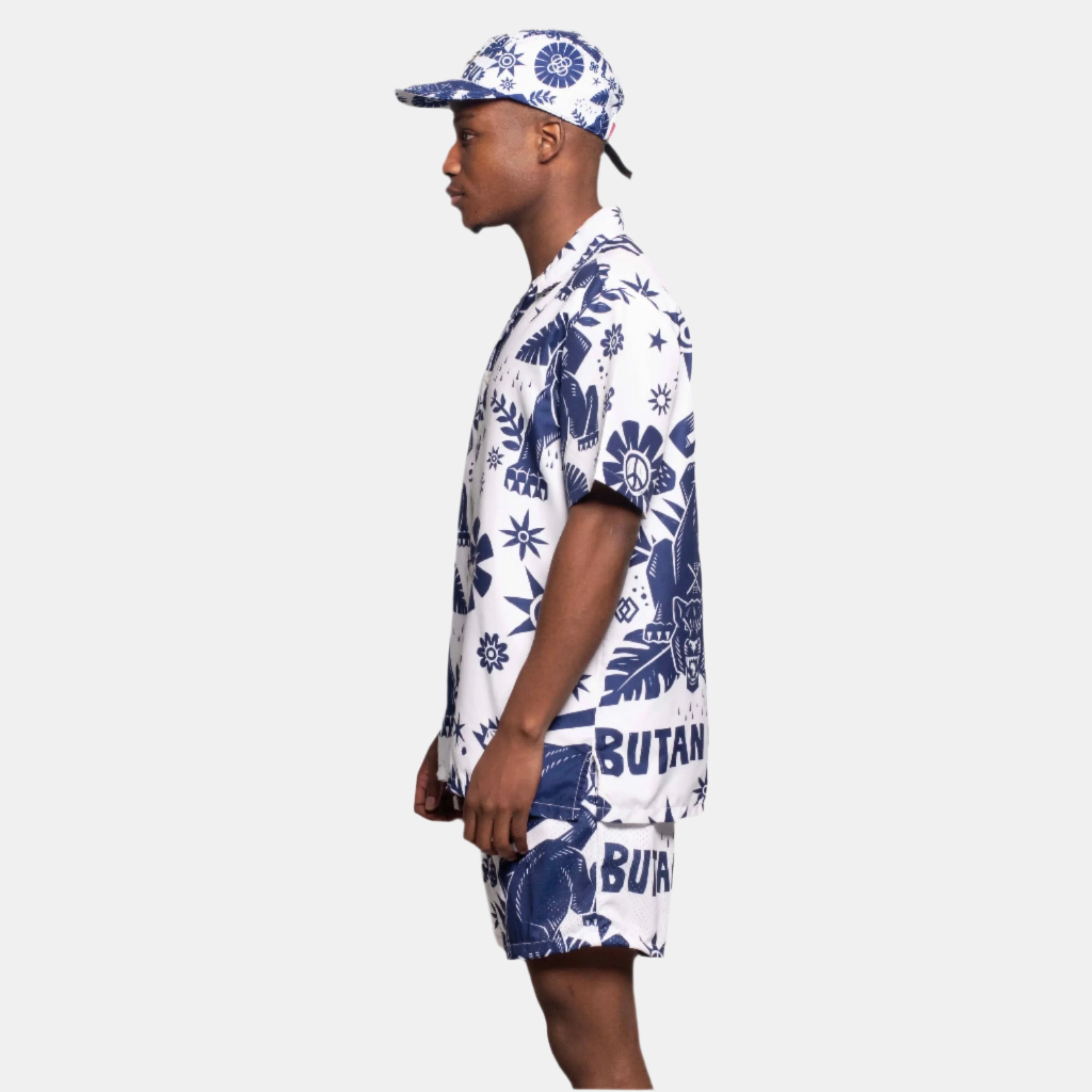 Jungle Cat | Short Sleeve Button Up Shirt | Navy-4