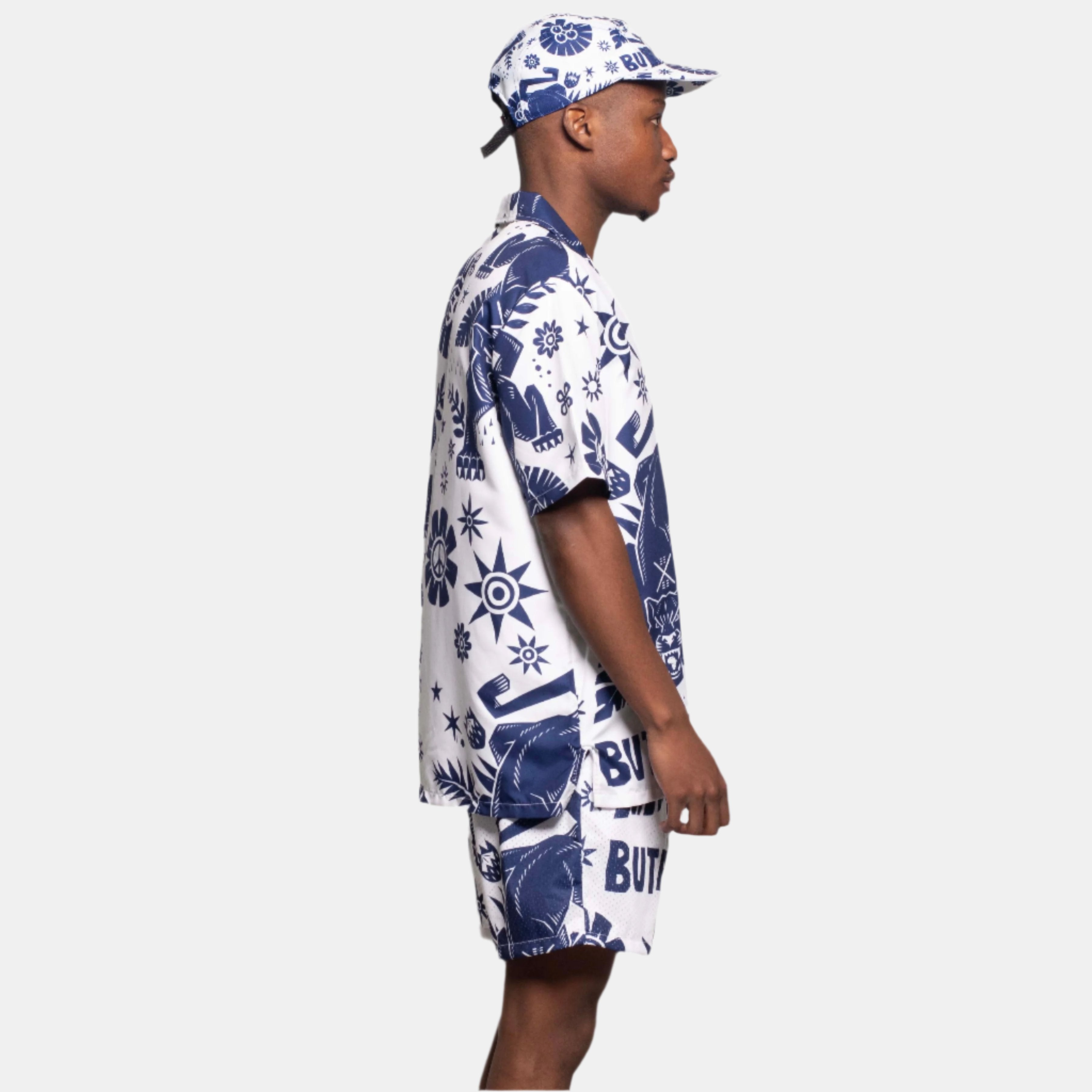 Jungle Cat | Short Sleeve Button Up Shirt | Navy-7