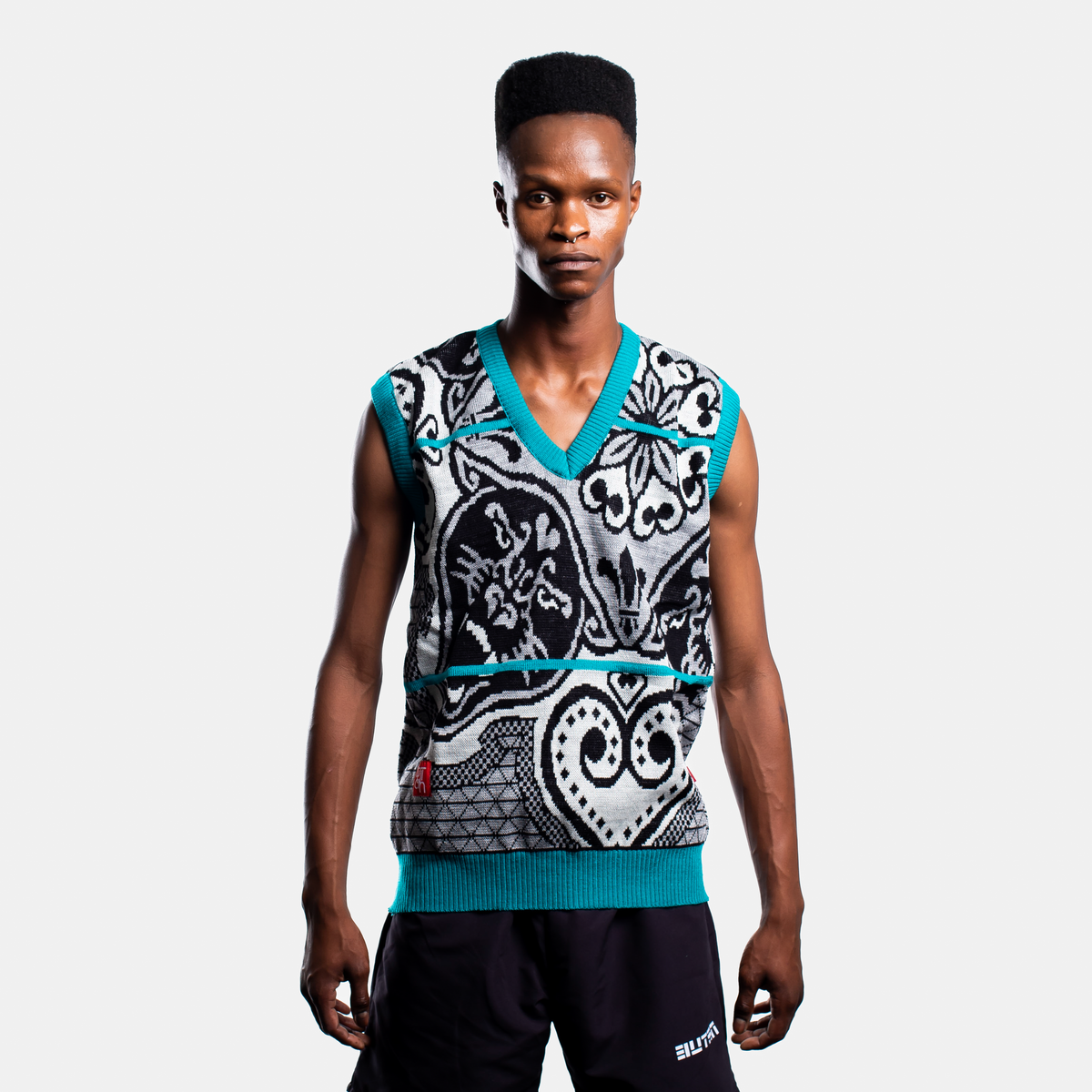 Mountain Panther | Knitted Vest | Grey/Teal