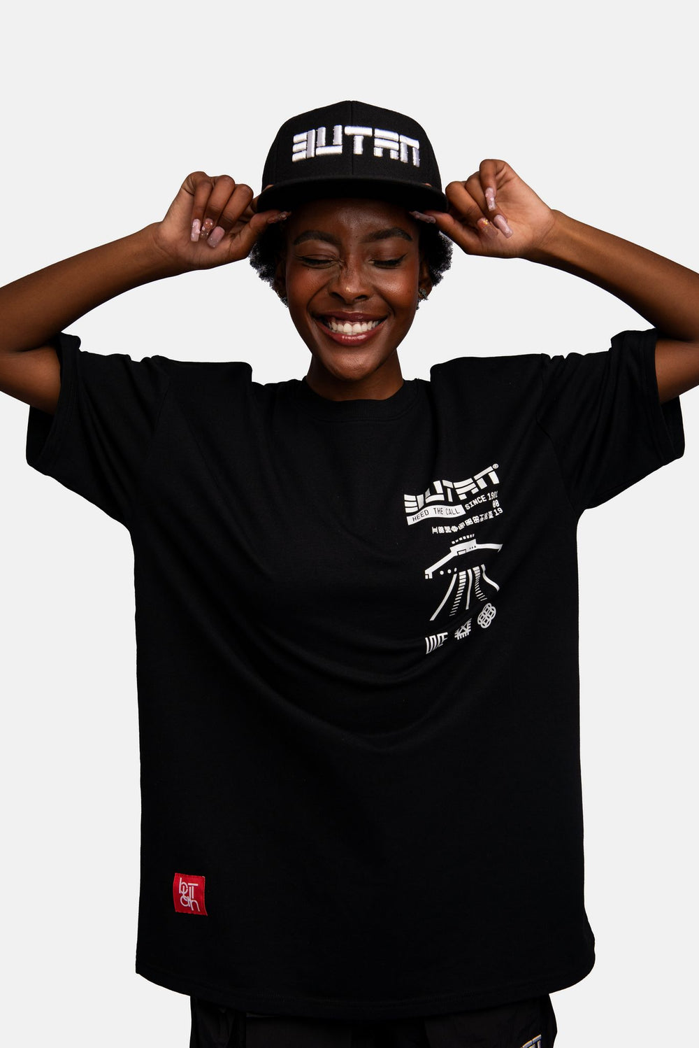 Butan Aluta Block Letters | Snapback | Flat Brim Cap | Black