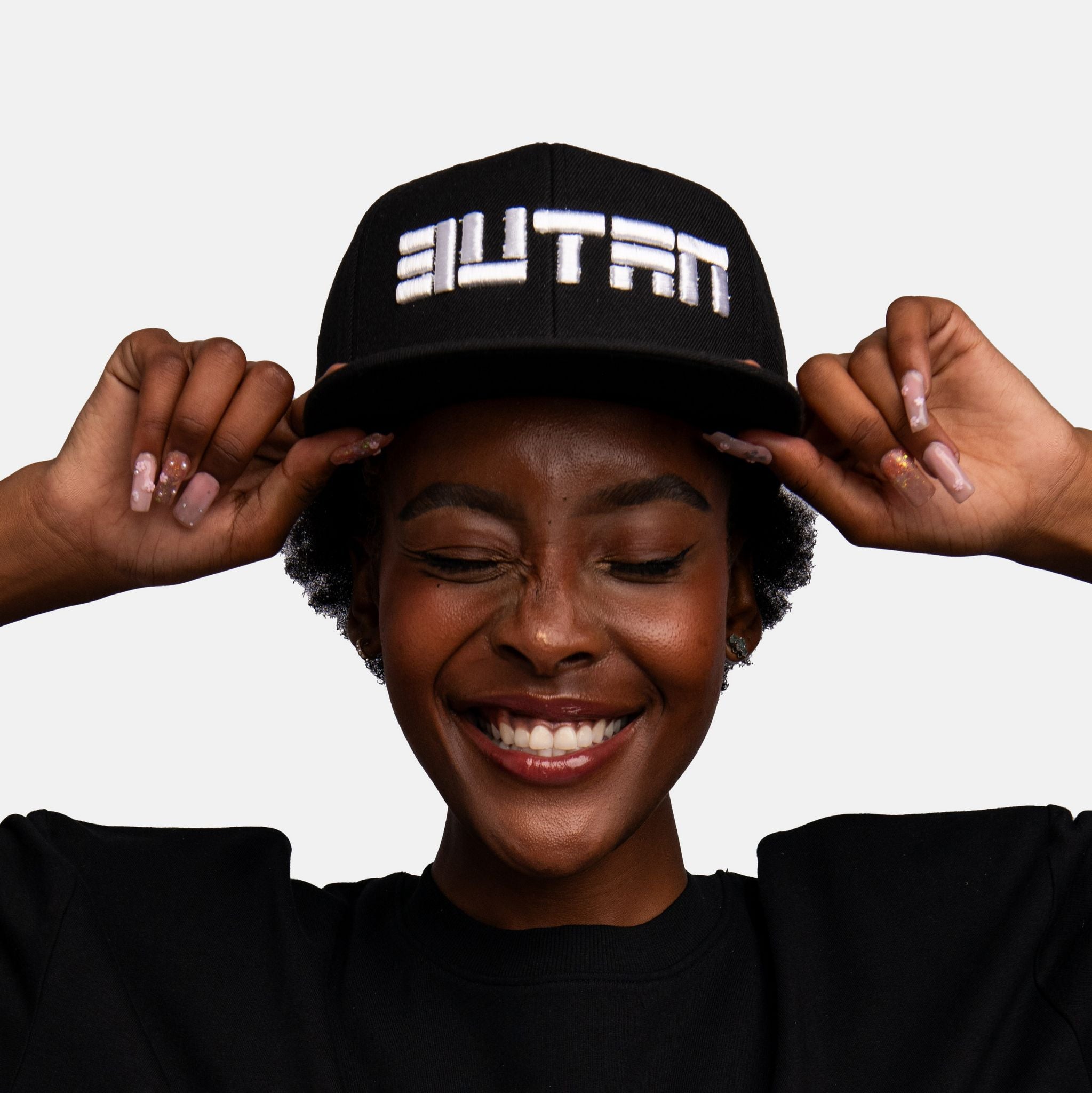 Butan Aluta Block Letters | Snapback | Flat Brim Cap | Black