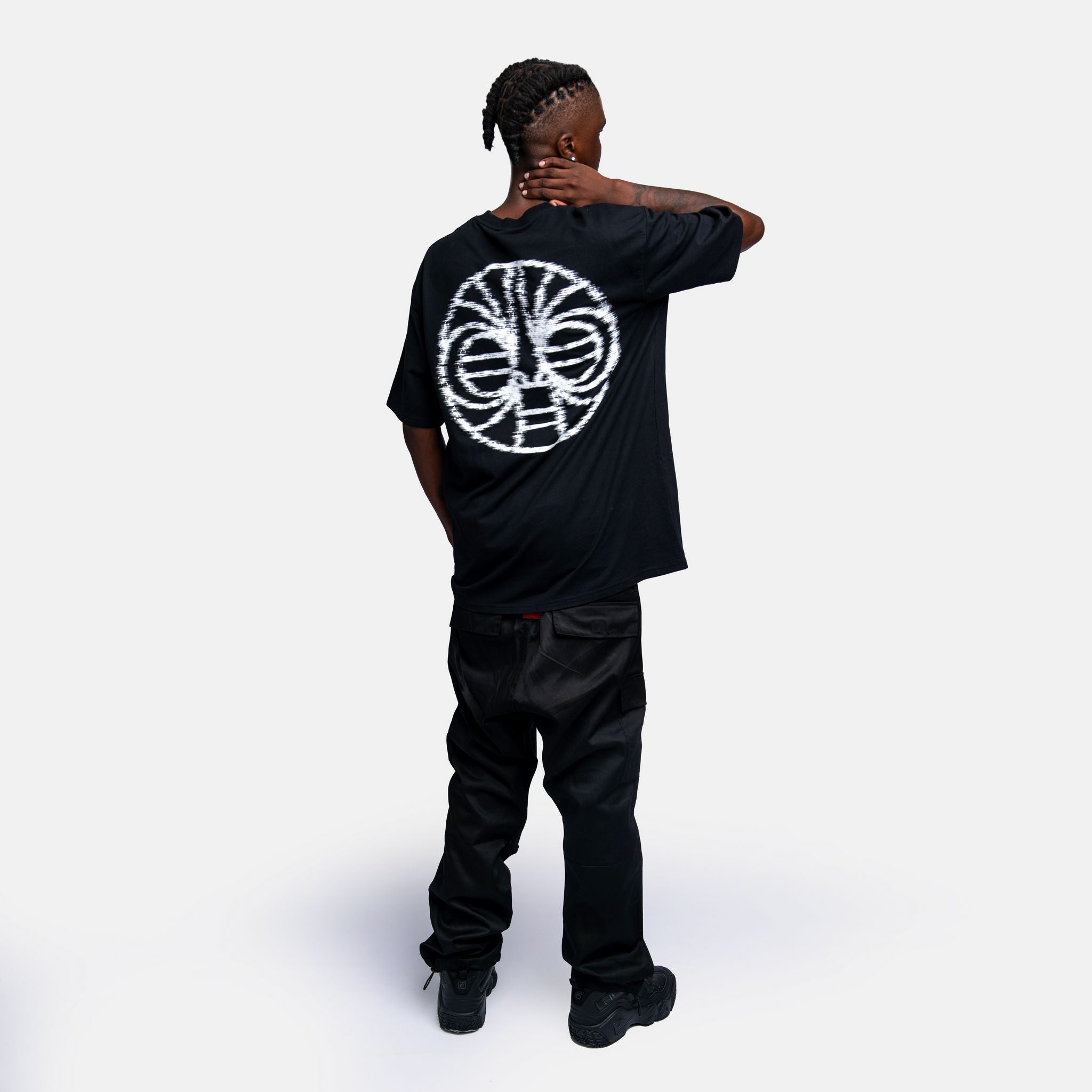 Butan Aluta Mask | White Noise | Oversized T-shirt in Black