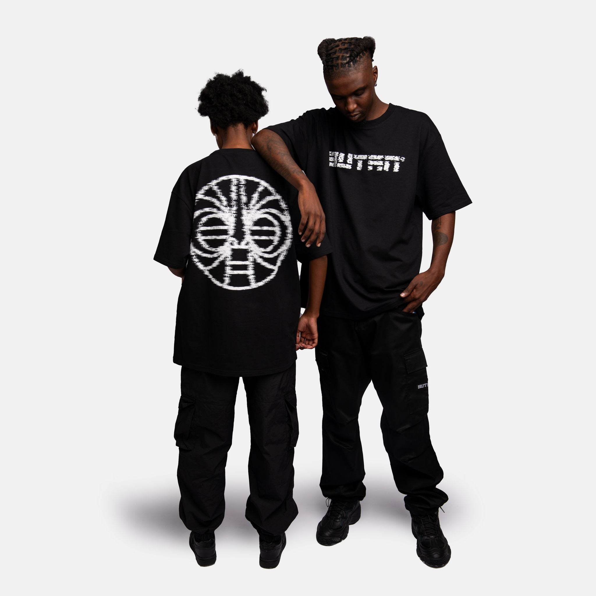 Butan Aluta Mask | White Noise | Oversized T-shirt in Black