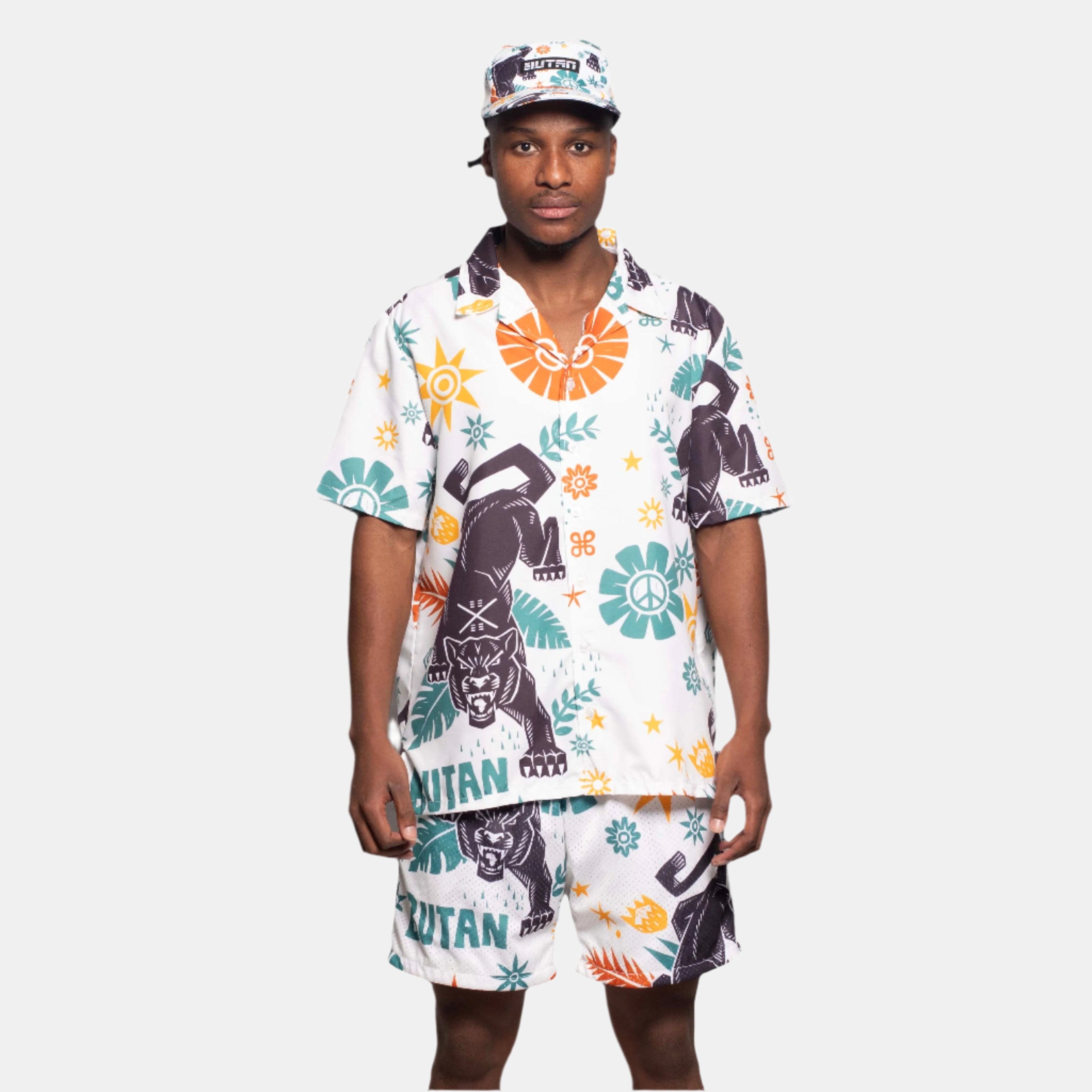 Jungle Cat | Short Sleeve Button Up Shirt | Multi