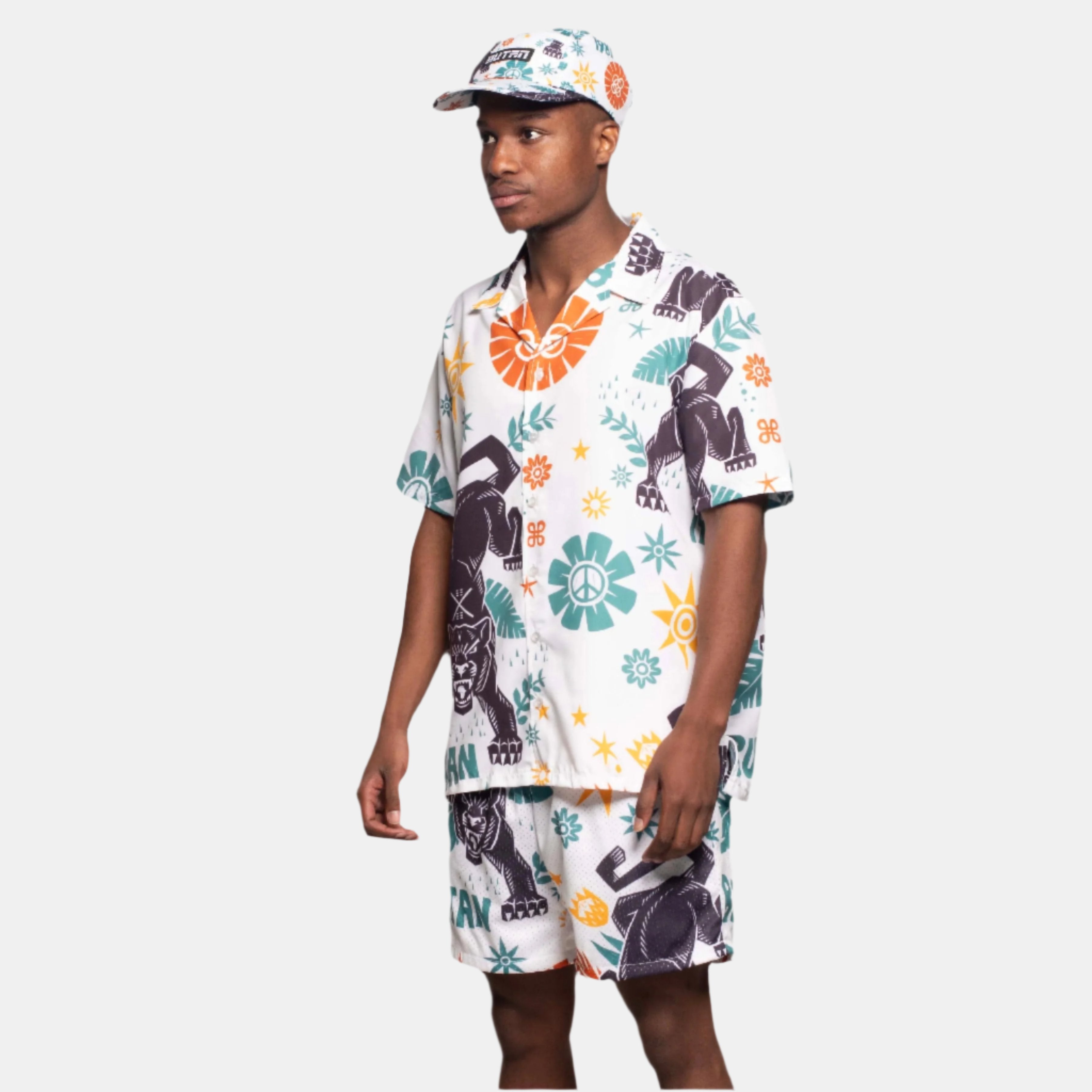 Jungle Cat | Short Sleeve Button Up Shirt | Multi