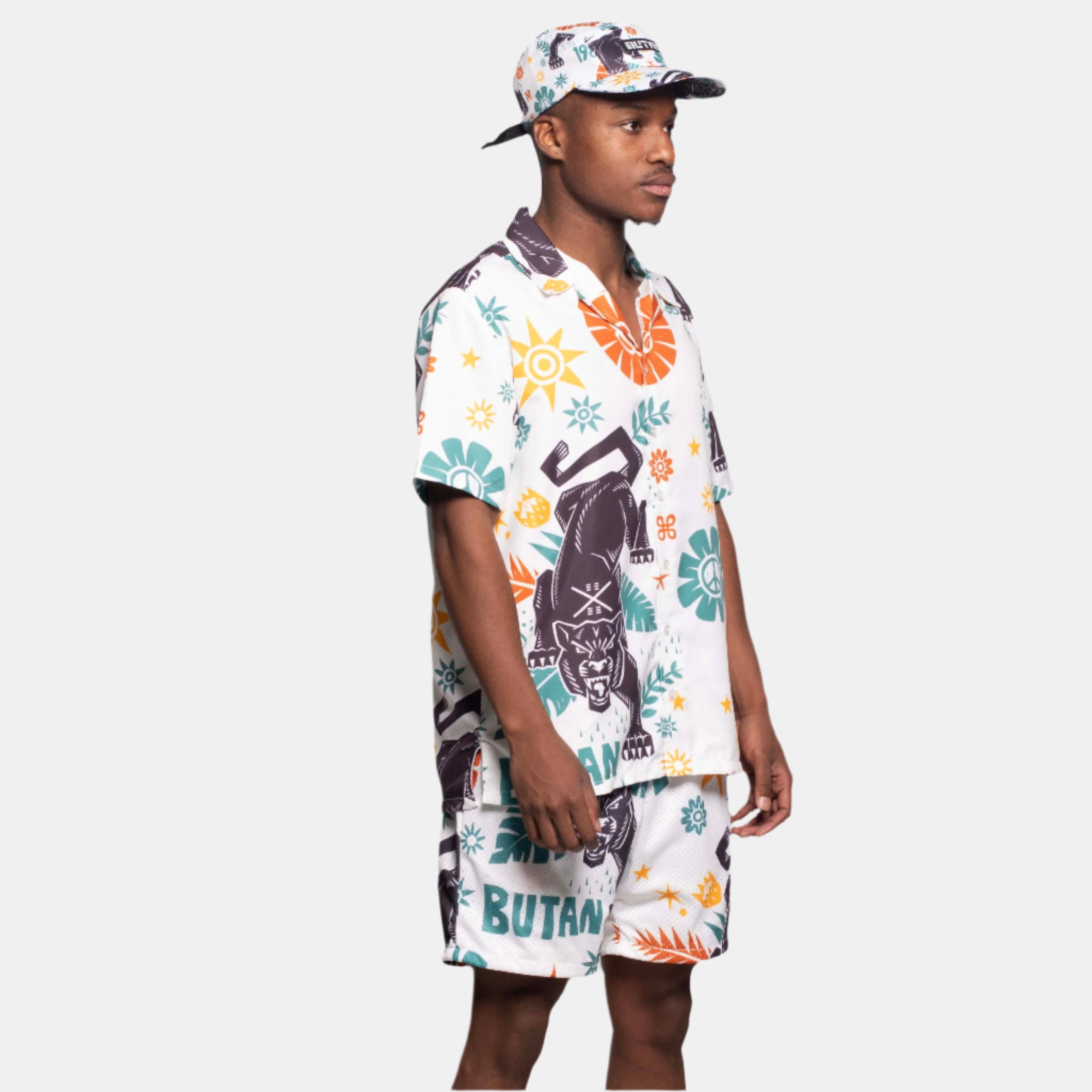 Jungle Cat | Short Sleeve Button Up Shirt | Multi