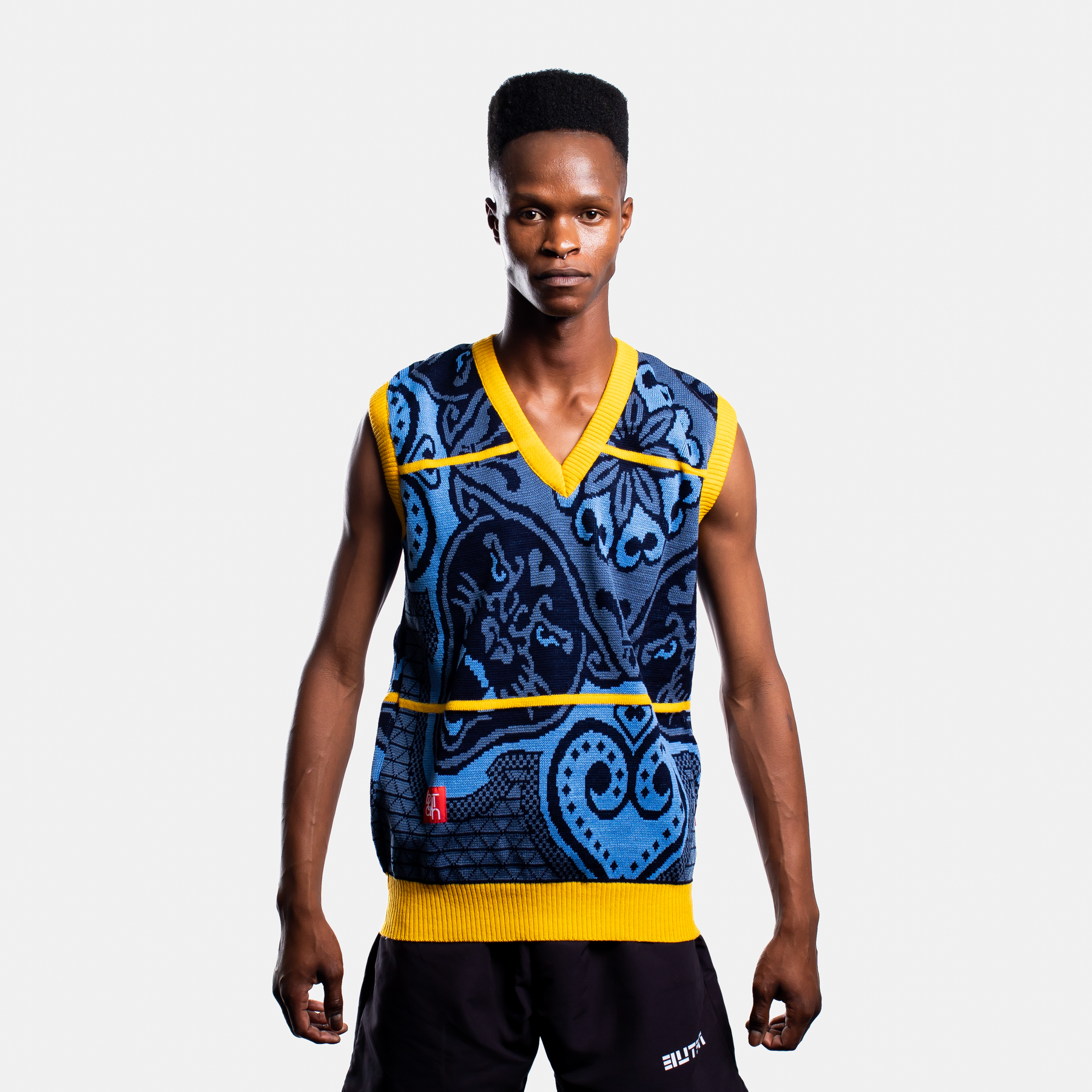 Mountain Panther | Knitted Vest | Navy/Yellow